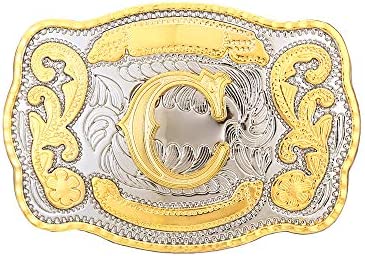 Initial Letter "C" Cowboy Rodeo Western Large Gold Tone Belt Buckle