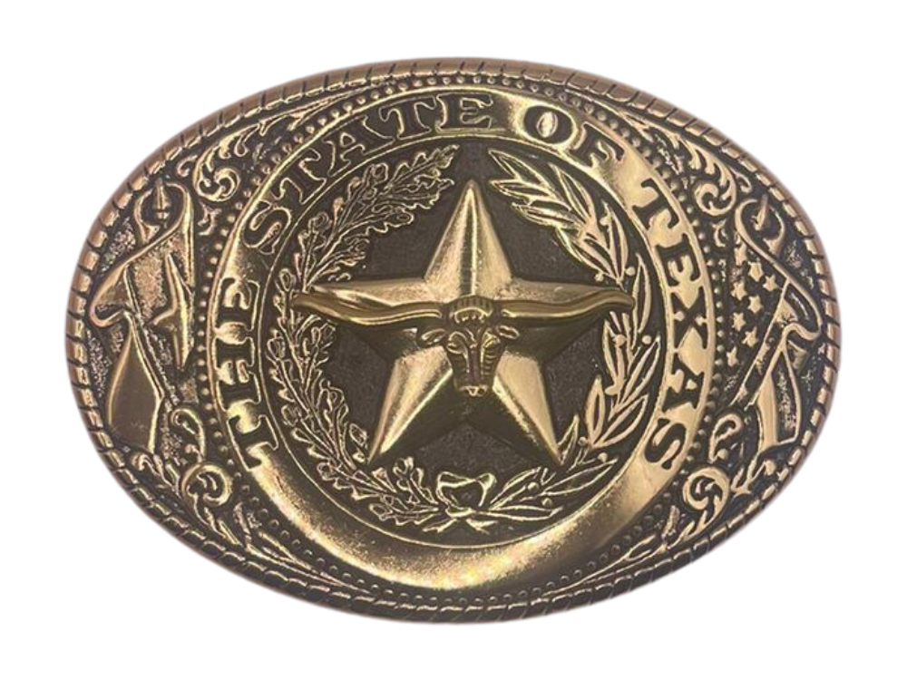 Texas State Seal Gold and Silver-Tone Belt Buckle