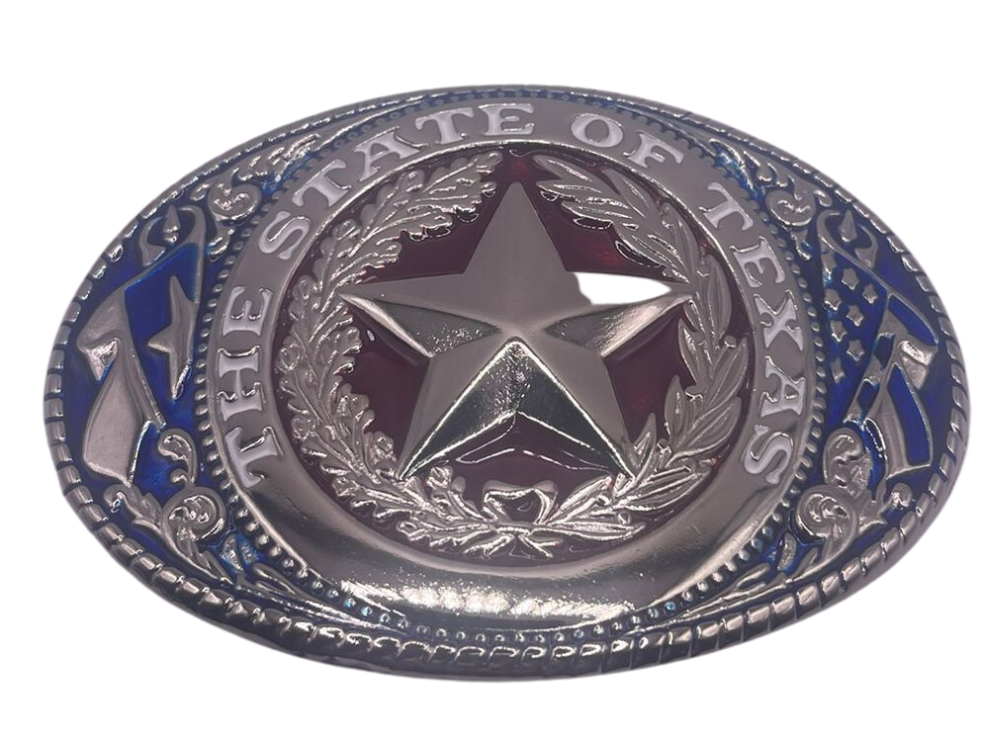 The State of Texas Lone Star Emblem Silver Unisex Fashion Western Cowboy Belt Buckles
