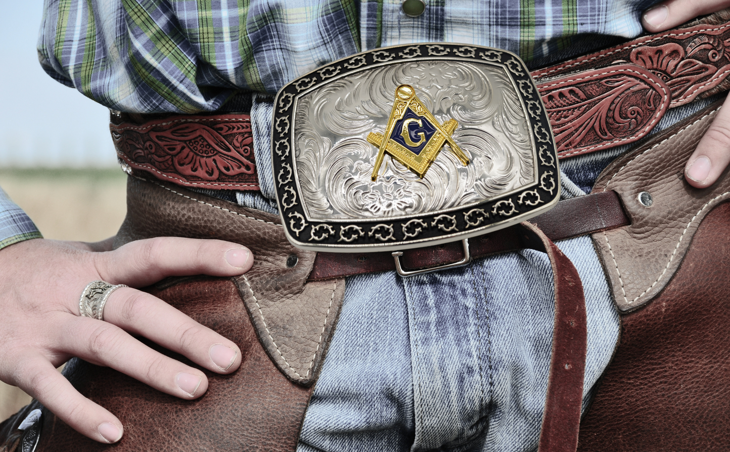 Masonic Bull Rider Cowboy Rodeo Western Large Belt Buckle Gold/Silver Color Fashion