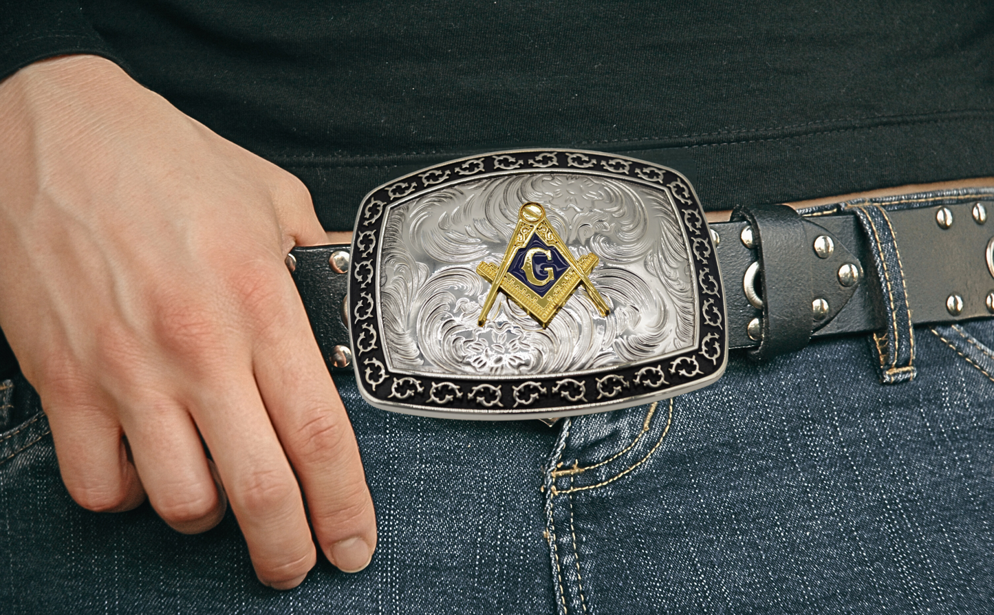 Masonic Bull Rider Cowboy Rodeo Western Large Belt Buckle Gold/Silver Color Fashion