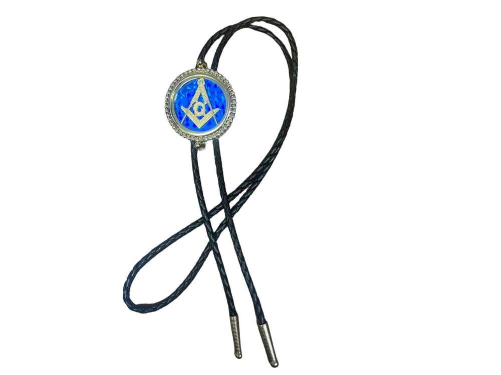 Masonic Freemasons Gold Tone Rodeo Western Cowboy Bolotie , Rodeo Texas Theme Cowboy Bolo Tie , Western Bolo Tie Chain Necklace