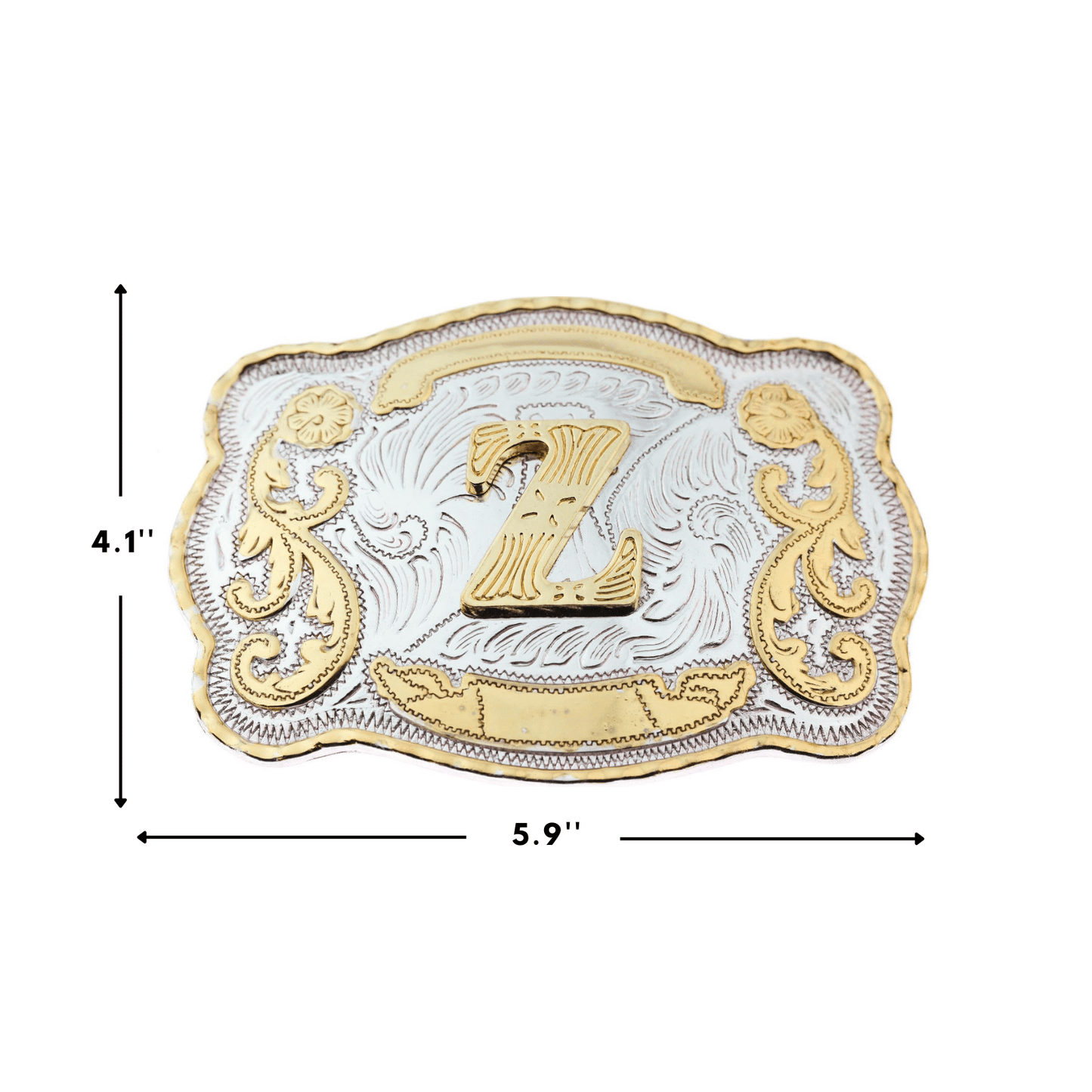 Initial Letter "Z" Cowboy Rodeo Western Large Gold Tone Belt Buckle