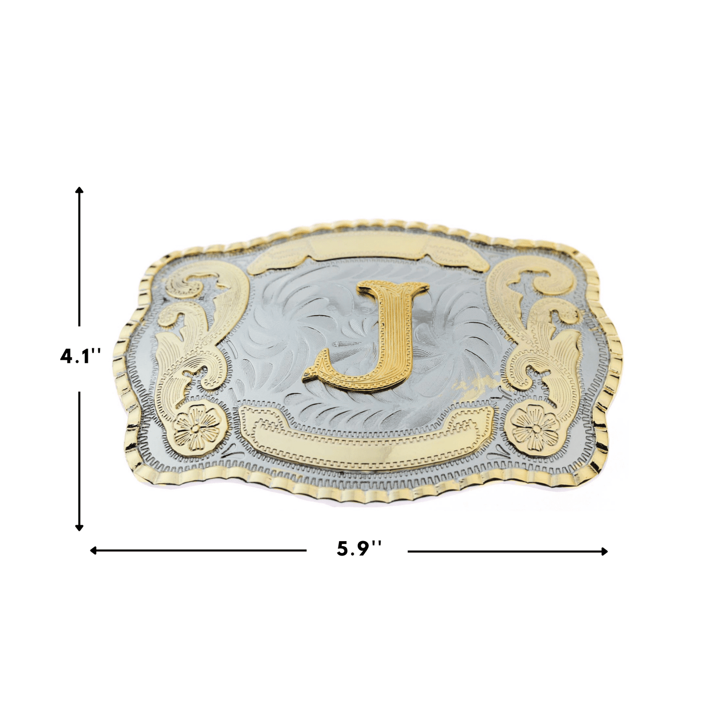 Initial Letter "J" Cowboy Rodeo Western Large Gold Tone Belt Buckle