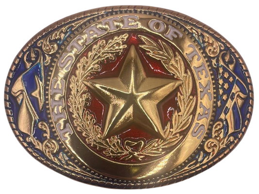 The State of Texas Lone Star Emblem Gold Tone Unisex Fashion Western Cowboy Belt Buckles