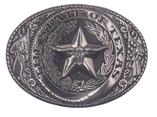 The State of Texas Lone Bull Star Emblem Gold Tone Unisex Fashion Western Cowboy Belt Buckles