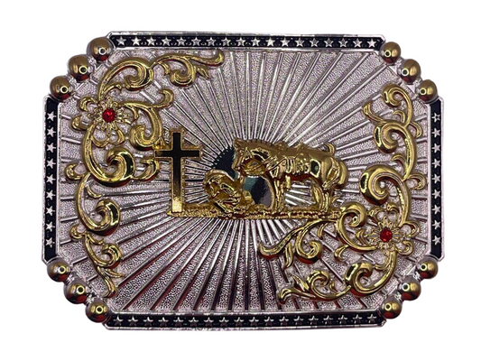 WMG Western Rodeo Belt Buckle Praying Cowboy Horse Unisex Fashion Belt Buckle