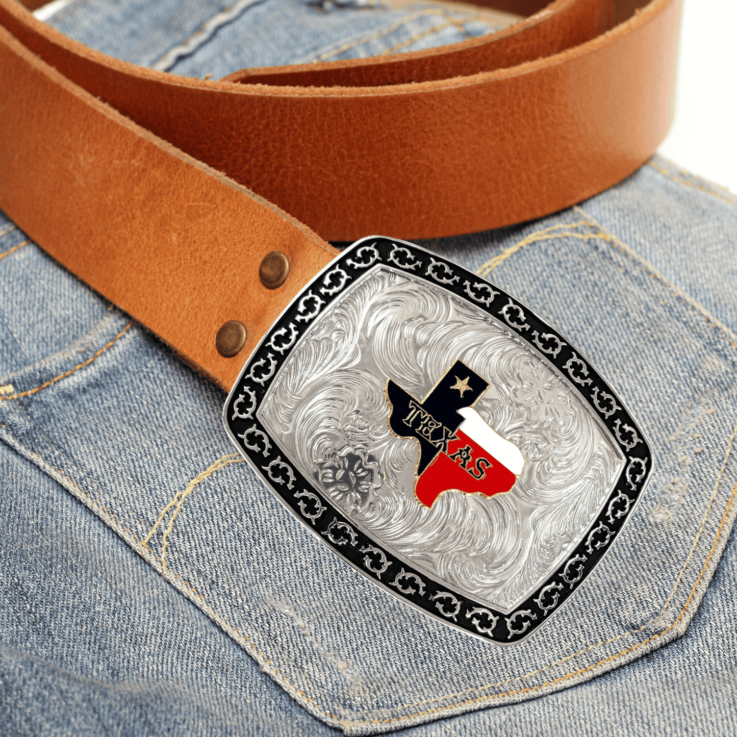 Texas TX State Flag Western Rodeo Large Metal Belt Buckle
