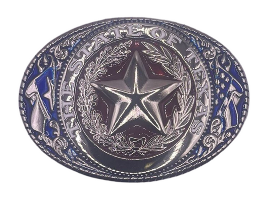 The State of Texas Lone Star Emblem Silver Unisex Fashion Western Cowboy Belt Buckles