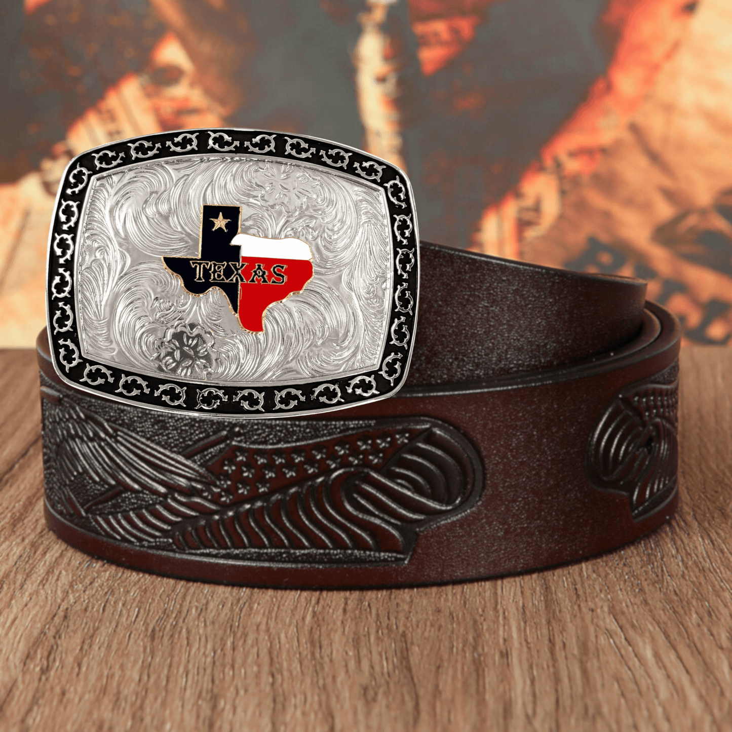 Texas TX State Flag Western Rodeo Large Metal Belt Buckle