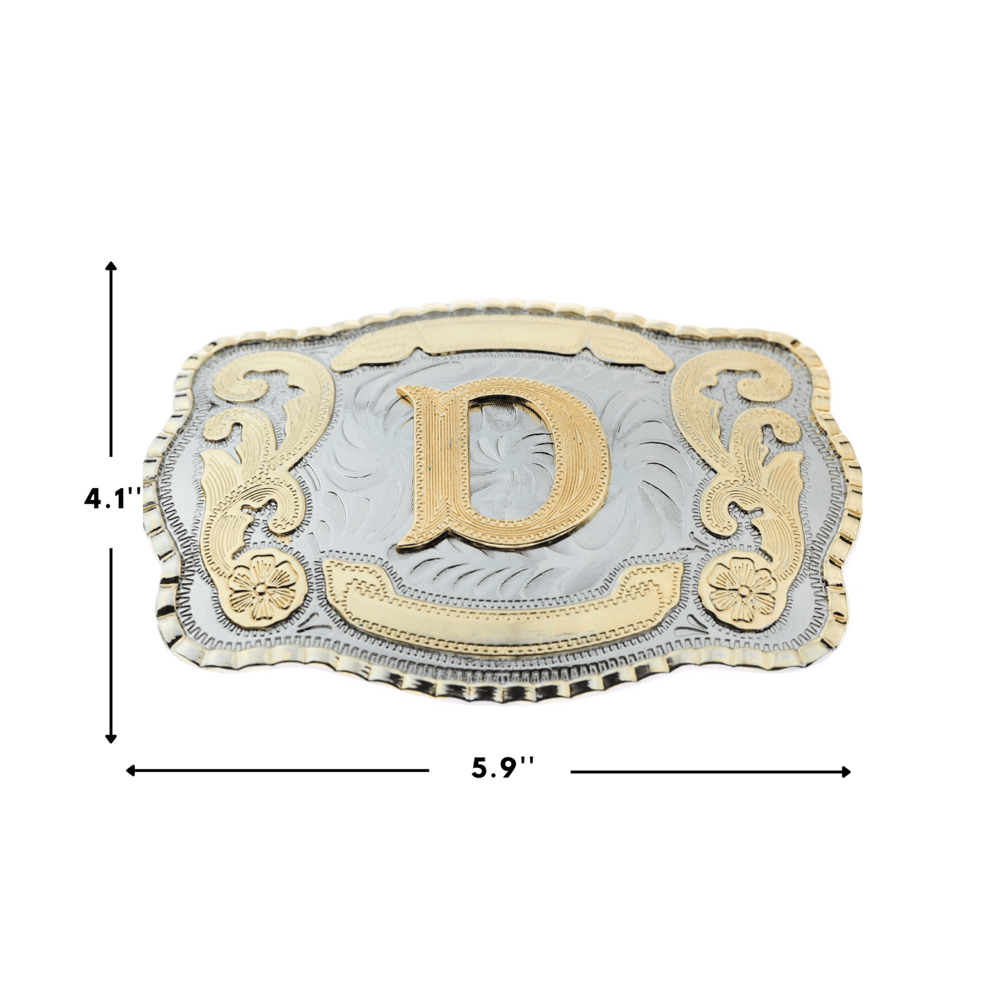 Initial Letter "D" Cowboy Rodeo Western Large Gold Tone Belt Buckle