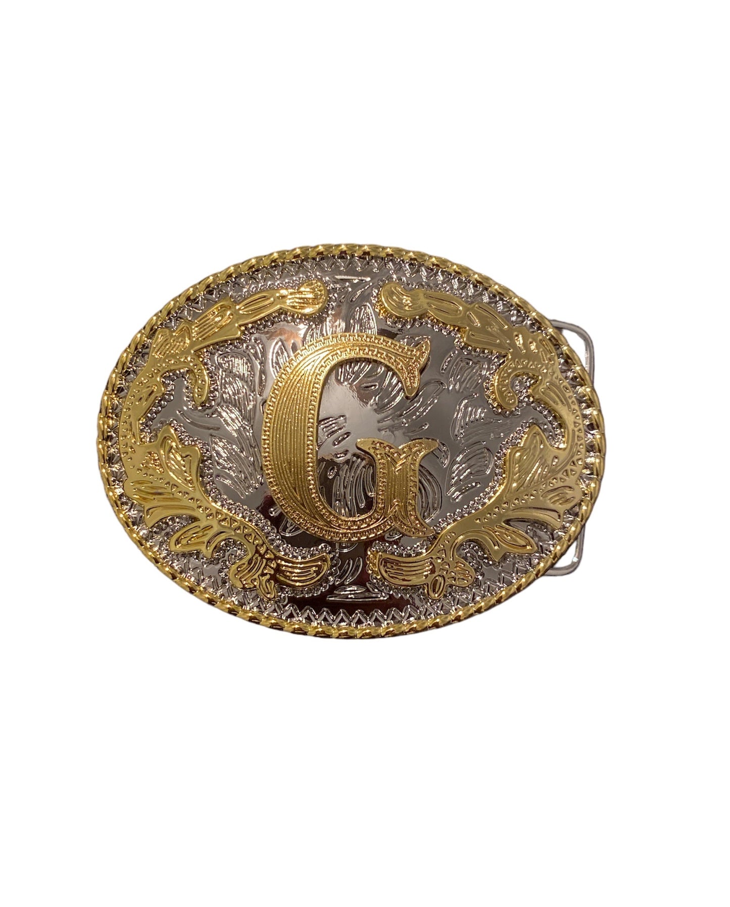 Initial Letter "G" Cowboy Rodeo Western Large Gold Tone Belt Buckle