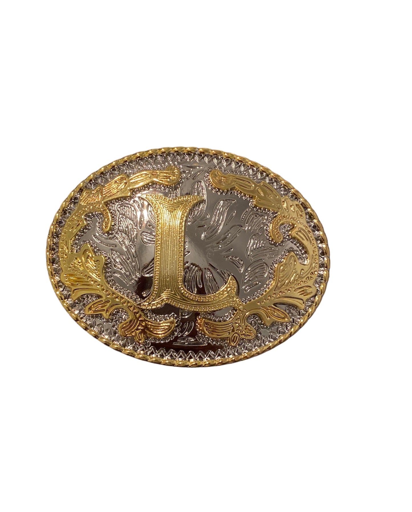 Initial Letter "L" Cowboy Rodeo Western Large Gold Tone Belt Buckle