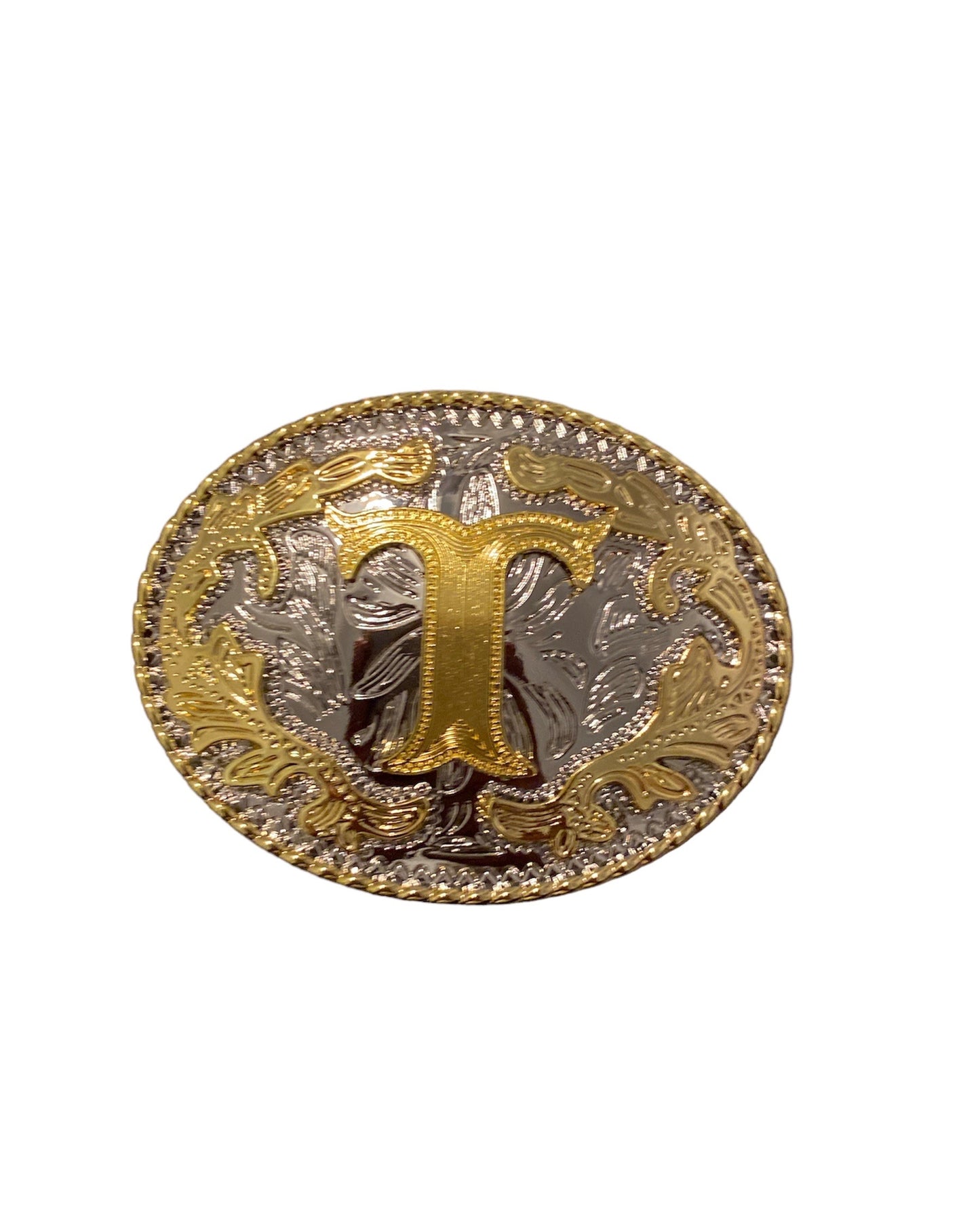 Initial Letter "T" Cowboy Rodeo Western Large Gold Tone Belt Buckle