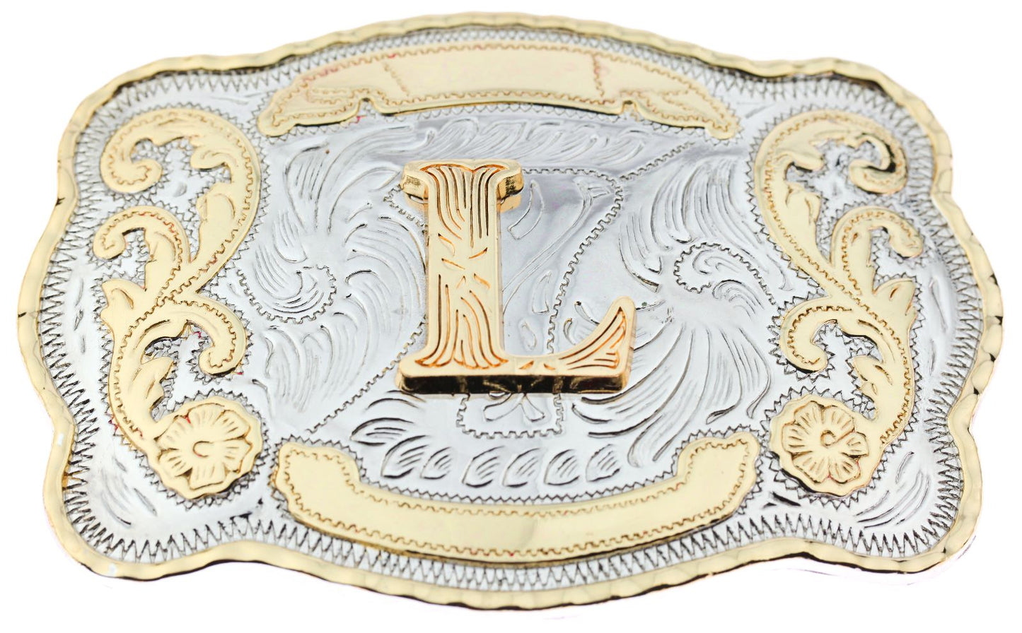 Initial Letter "L" Cowboy Rodeo Western Large Gold Tone Belt Buckle