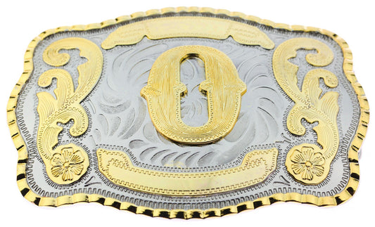 Initial Letter "O" Cowboy Rodeo Western Large Gold Tone Belt Buckle